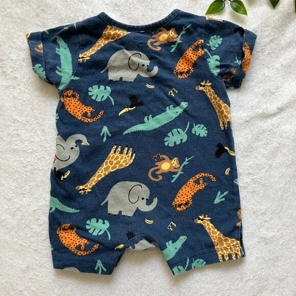 Old Navy Baby Romper 0-3M | Navy Jungle Animal Print GUC - Picture 11 of 16